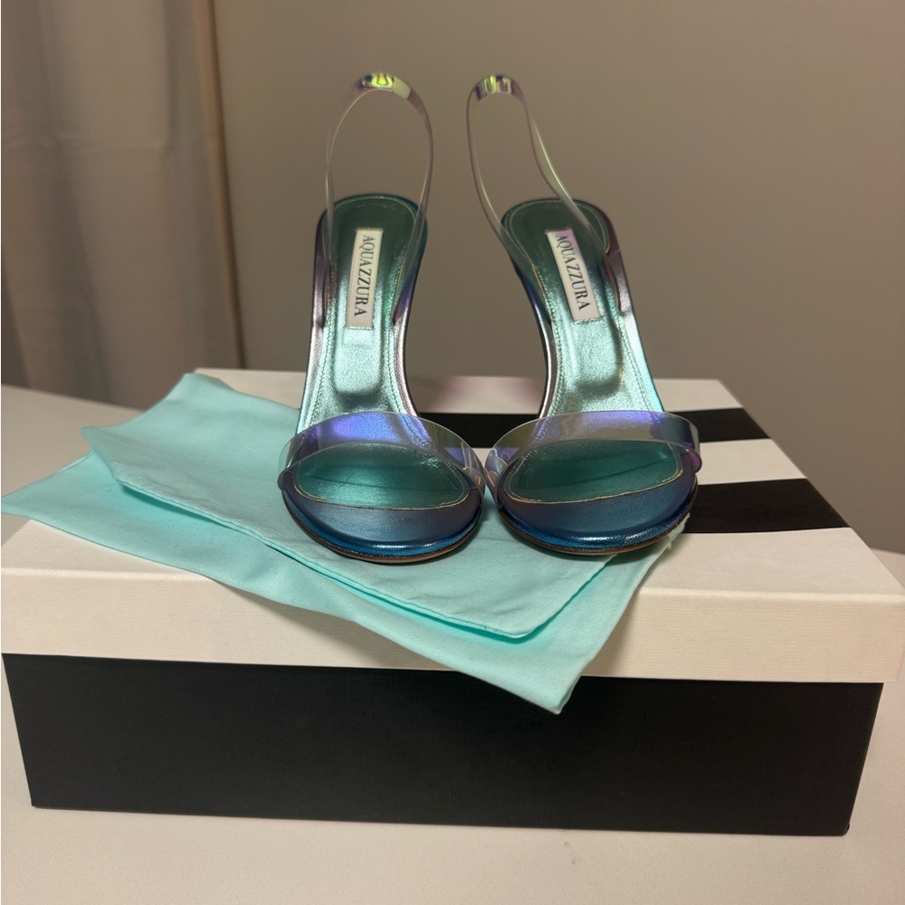 Aquazzura Iridescent Blue Slingback Heels